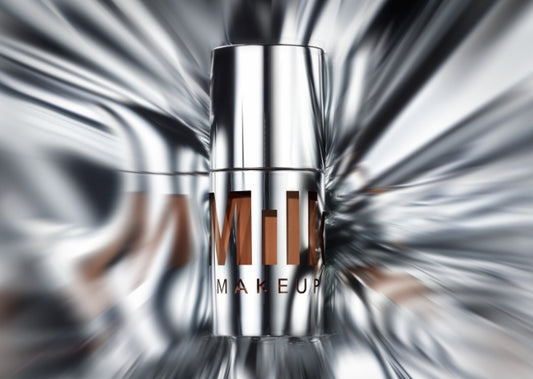 Milk Makeup Future Fluid All Over Cream Concealer on a futuristic silver background 