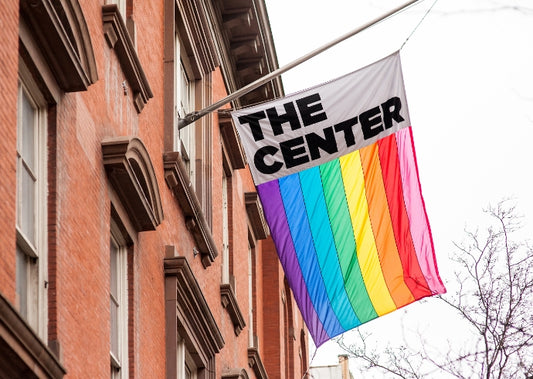 The Center flag in front of The Lesbian, Gay, Bisexual & Transgender Community Center in New York